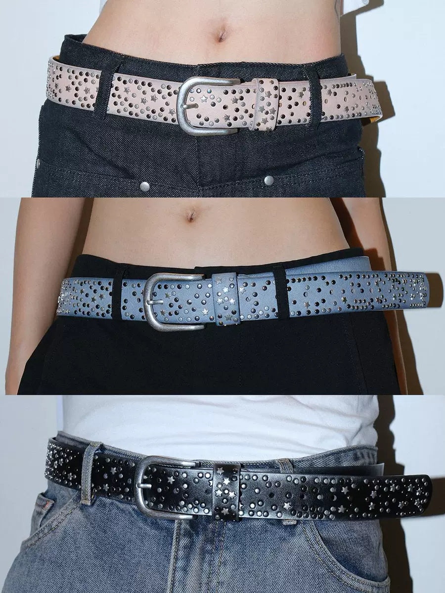 Women's Wide Studded Crystal Floral Waist Belt Gift Party Everyday Wear Designer