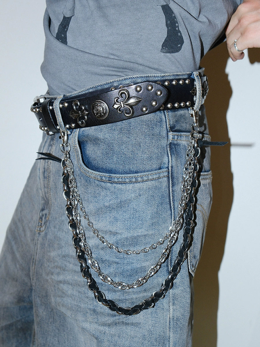 Women's Punk Rock Woven Metal Waist Chain Pants Silver Gift Party Everyday Wear Office Vacation