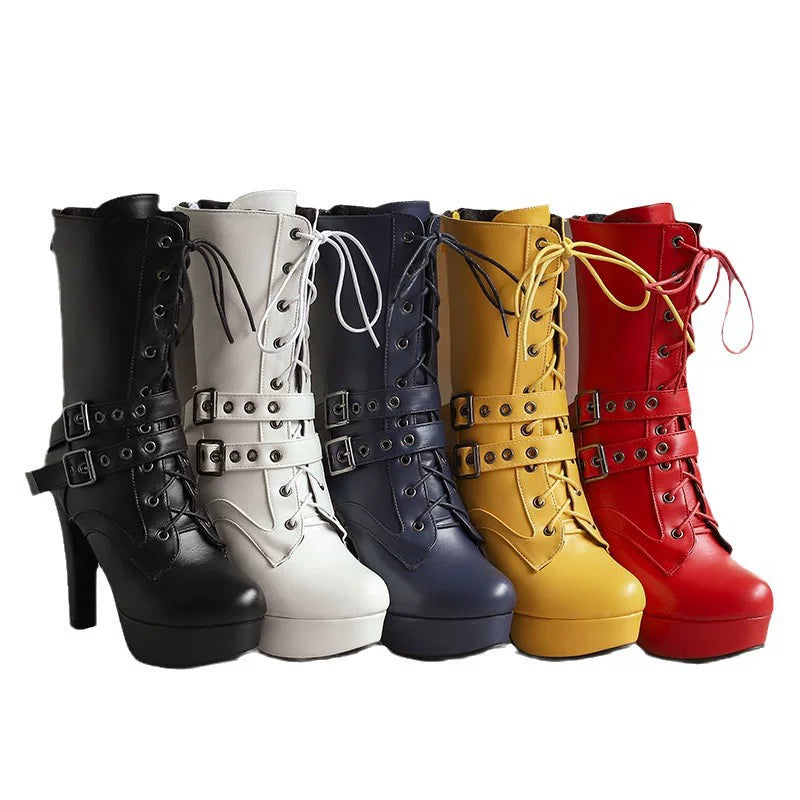 Women's Fall Winter Platform High Heel Boots for Office and Weekend Streetwear Everyday Wear Date Night