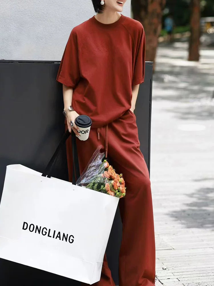 Women's Workwear Oversized Cropped Two-Piece Set for Wedding Guest Office Business Casual Travel Weekend At Home