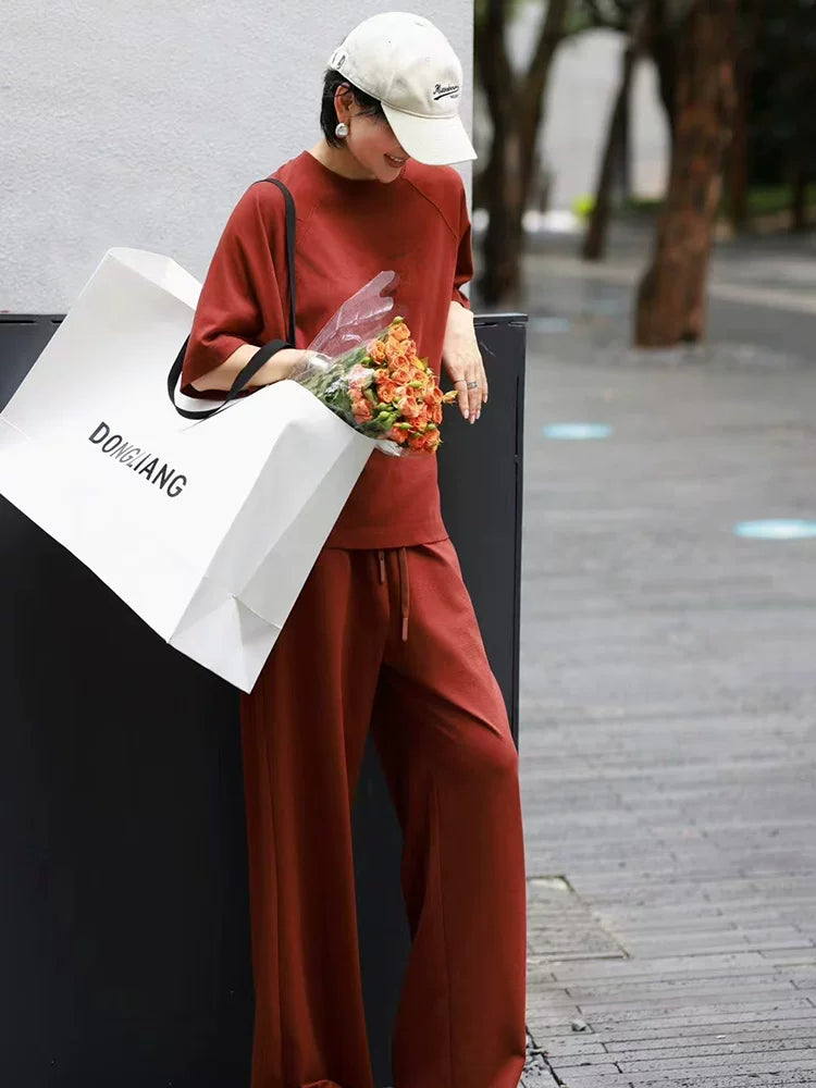 Women's Workwear Oversized Cropped Two-Piece Set for Wedding Guest Office Business Casual Travel Weekend At Home