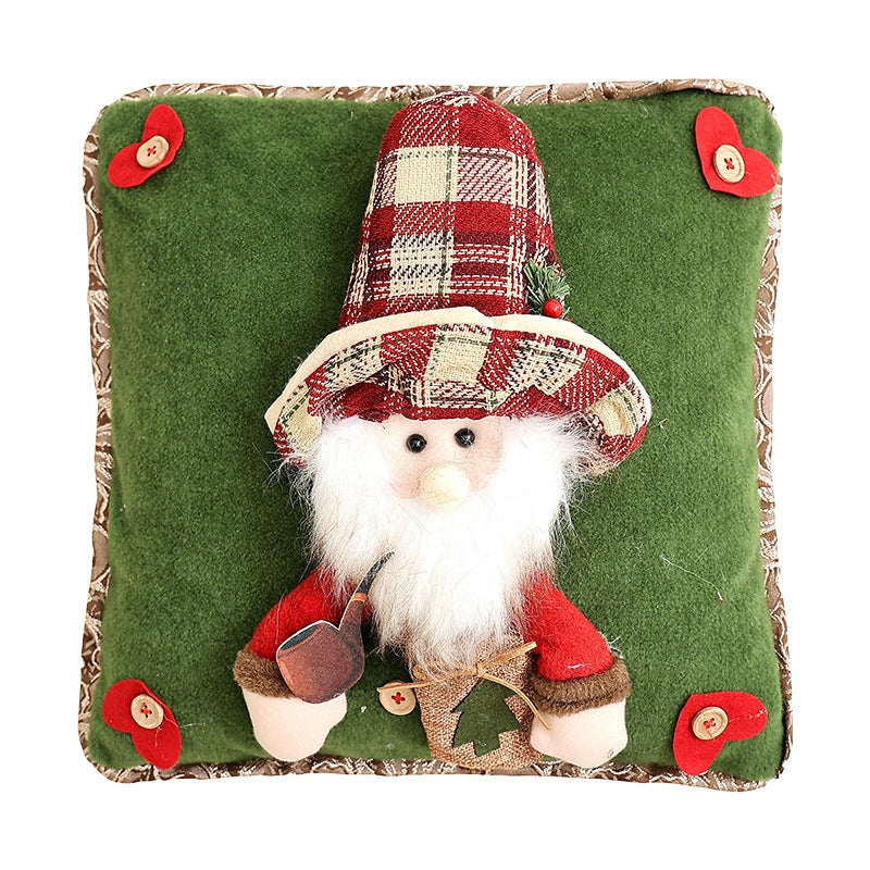 Burlap Santa Hat Cushion Cover, Festive Throw Pillow Cover for Living Room and Holiday Decor