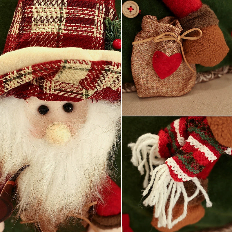 Burlap Santa Hat Cushion Cover, Festive Throw Pillow Cover for Living Room and Holiday Decor