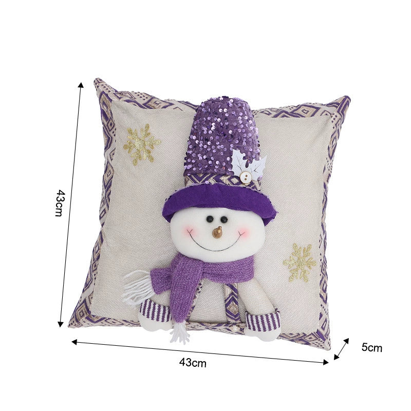 Purple cushion cover Snowman