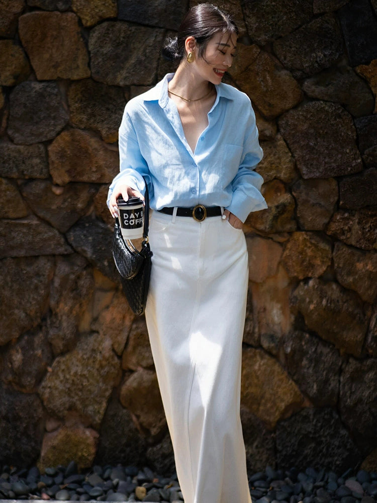 Women's White Long Sleeve Two-Piece Set for Office Workwear Wedding Guest Business Casual Travel Weekend At Home