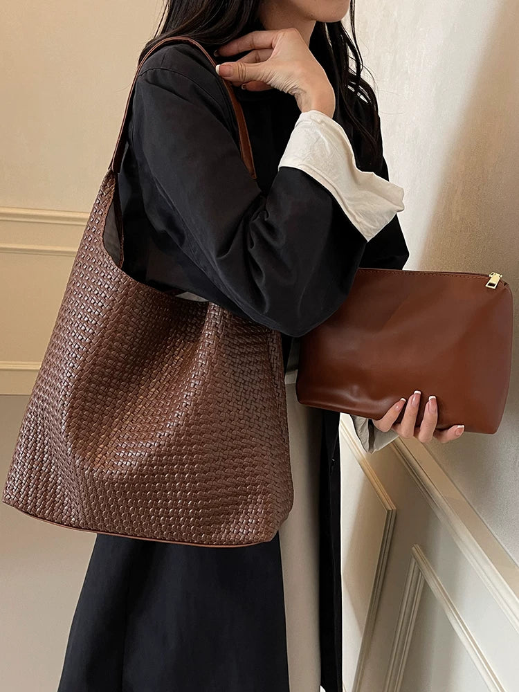 Women's Large-capacity Commuter Office Workwear Retro Tote Bag Shoulder Crossbody Purse Work Travel Everyday Purse