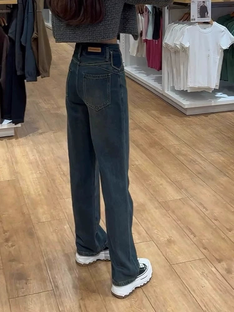 Women's Straight Workwear High-Waist Plus Size Oversized Retro Wide-Leg Jeans for Casual Outfits Everyday Office Weekend Date Night