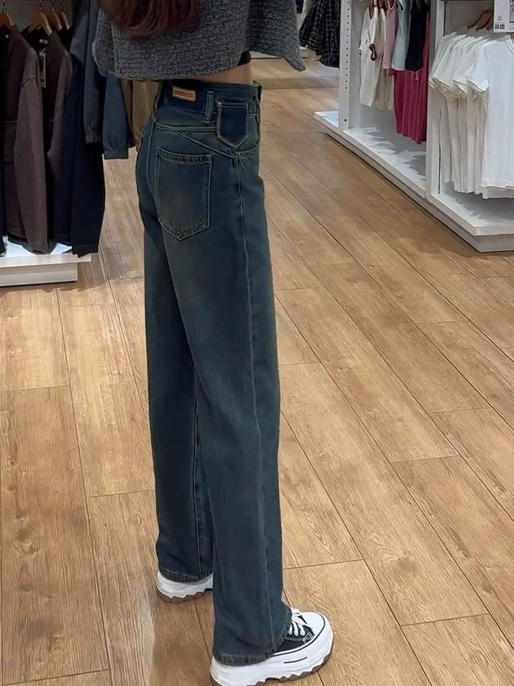 Women's Straight Workwear High-Waist Plus Size Oversized Retro Wide-Leg Jeans for Casual Outfits Everyday Office Weekend Date Night