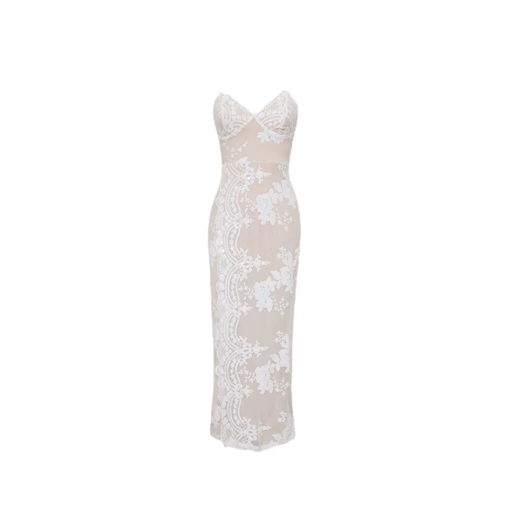 Women's Slim-Fit Open-Back Maxi Dress Long Vacation Dress Beach Summer Wedding Guest