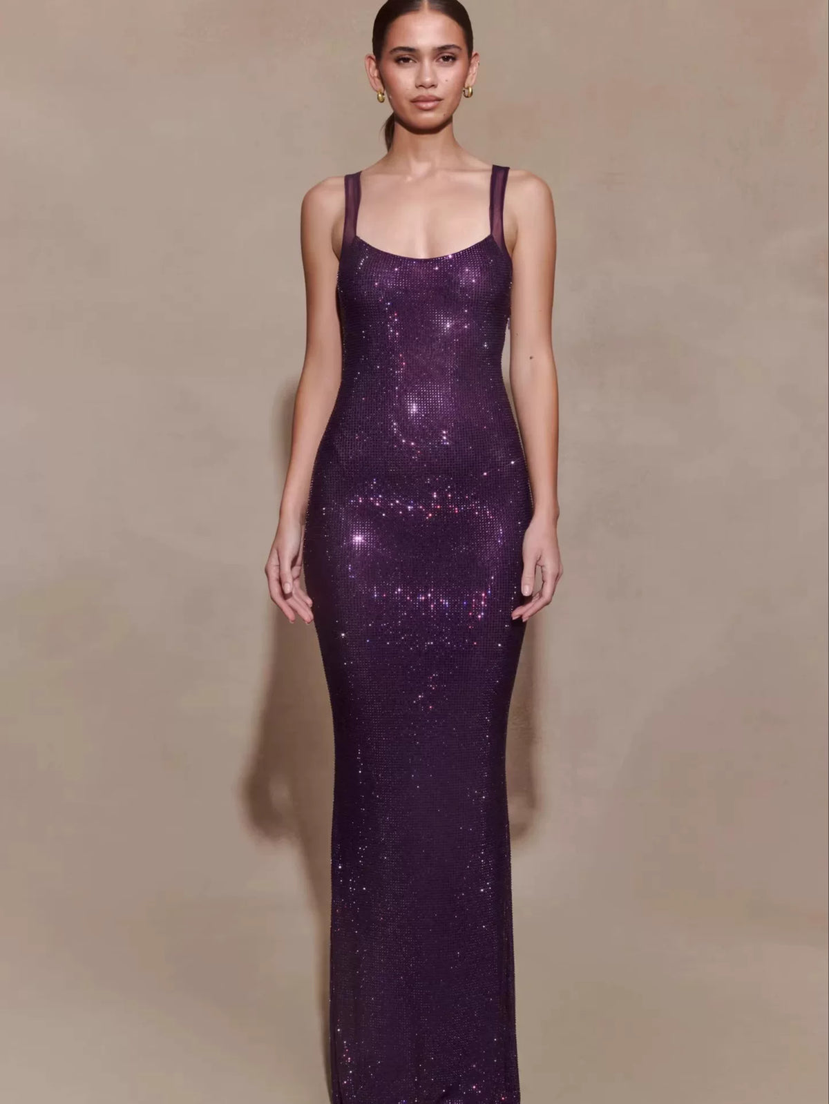 Women's Open-back Maxi Crystal Luxe French-inspired Evening Dress Formal Midi Dress Party Dress Formal Party Wedding Guest Dress
