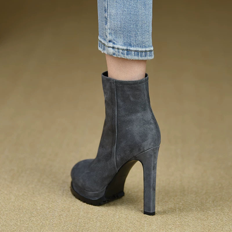 Women's Fall Winter Chunky Sole Platform Block Heel High Heel Side Zip Ankle Boots for Office and Weekend Streetwear Everyday Wear Date Night
