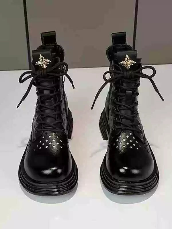 Chunky Sole Leather Martin Boots for Women