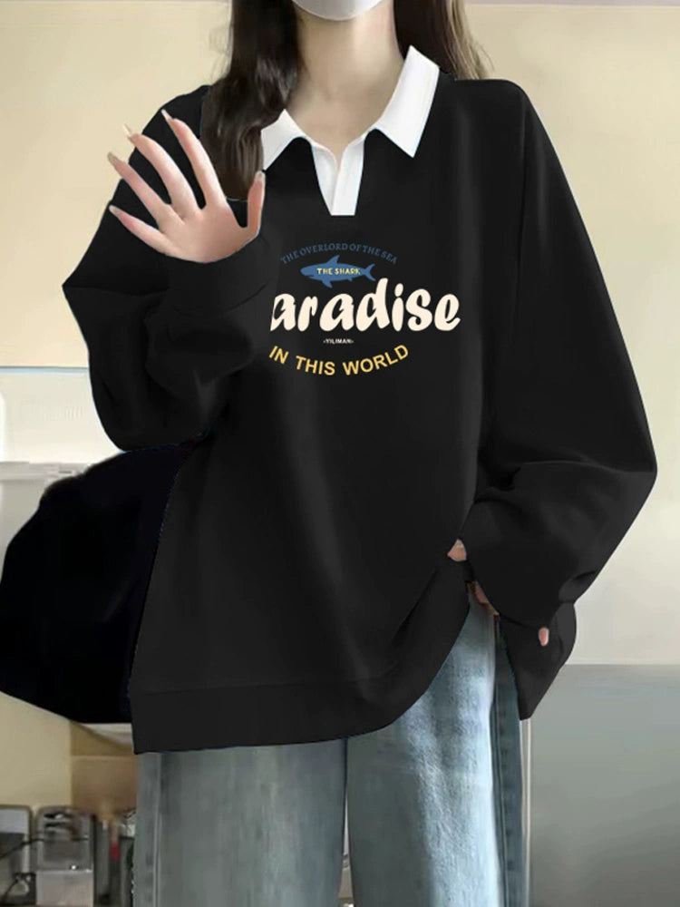 Women's Black Longline Lapel Plus Size Oversized Midi Long Sleeve Hoodie Sweatshirt for Casual Streetwear Fall Travel and Weekend