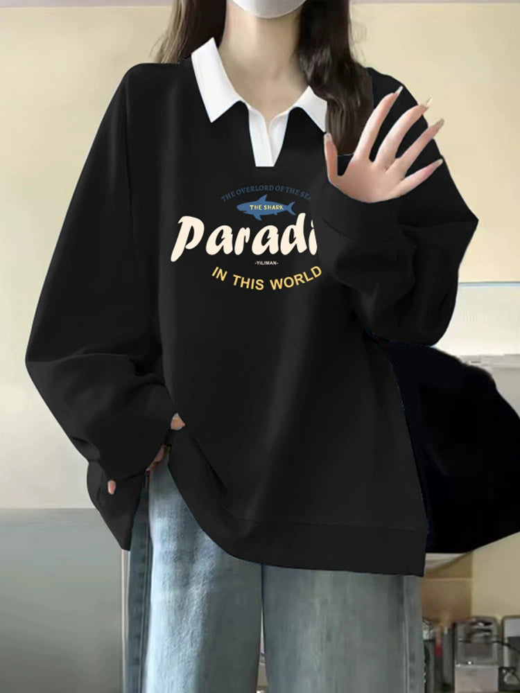 Women's Black Longline Lapel Plus Size Oversized Midi Long Sleeve Hoodie Sweatshirt for Casual Streetwear Fall Travel and Weekend
