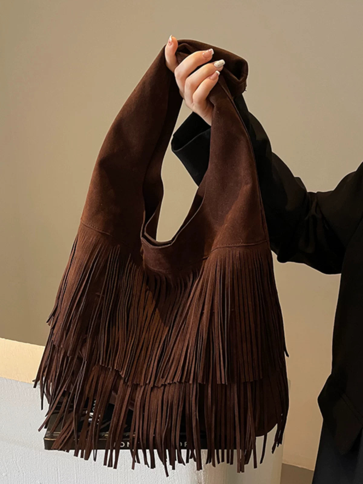 Women's Large-capacity Tassel Office Workwear Retro Tote Bag Shoulder Crossbody Purse Work Travel Everyday Purse