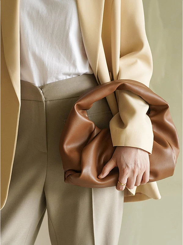 Women's Fall Winter Leather Dumpling Bag Crossbody Purse for Travel and Sightseeing Everyday Casual Streetwear Date Night Office