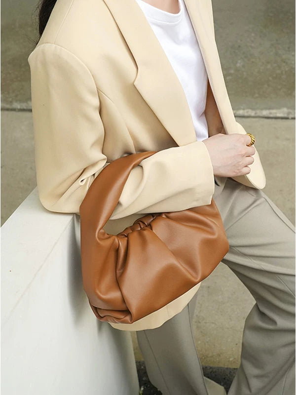 Women's Fall Winter Leather Dumpling Bag Crossbody Purse for Travel and Sightseeing Everyday Casual Streetwear Date Night Office