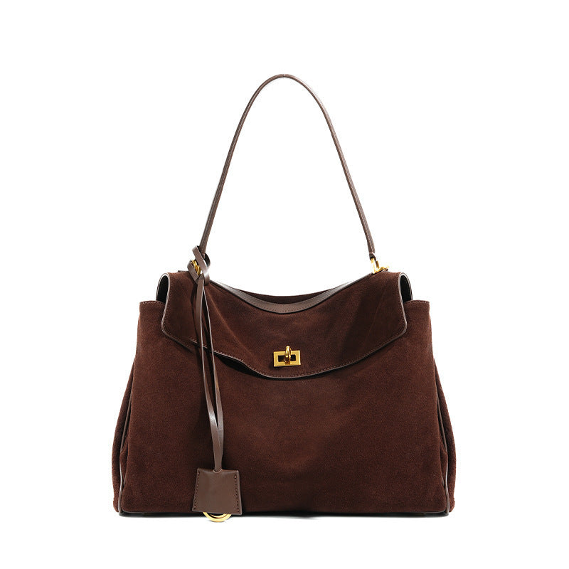 Women's Large-Capacity Frosted Leather Suede Tote Bag Shoulder Crossbody Purse Work and Travel Office
