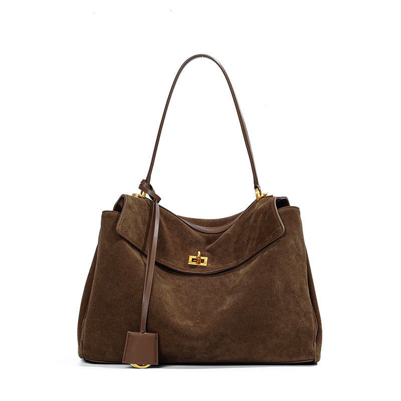 Women's Large-Capacity Frosted Leather Suede Tote Bag Shoulder Crossbody Purse Work and Travel Office