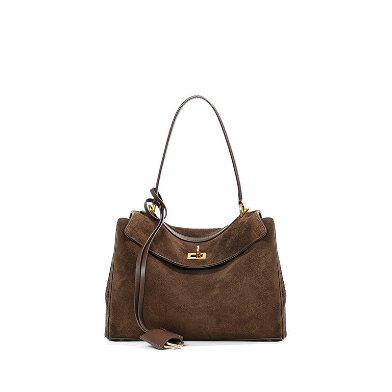 Women's Large-Capacity Frosted Leather Suede Tote Bag Shoulder Crossbody Purse Work and Travel Office