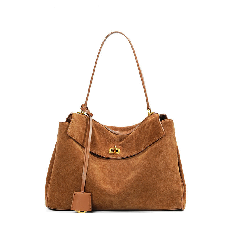 Women's Large-Capacity Frosted Leather Suede Tote Bag Shoulder Crossbody Purse Work and Travel Office