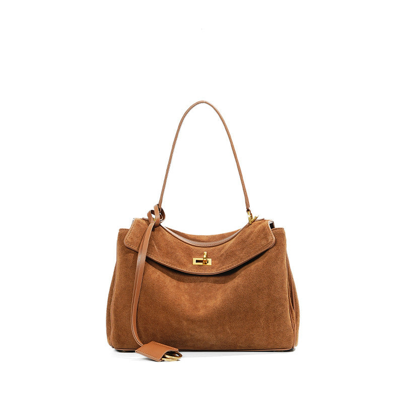 Women's Large-Capacity Frosted Leather Suede Tote Bag Shoulder Crossbody Purse Work and Travel Office