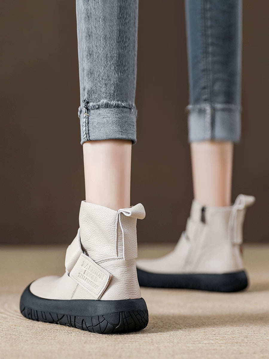 Chunky Sole Leather Martin Boots for Women