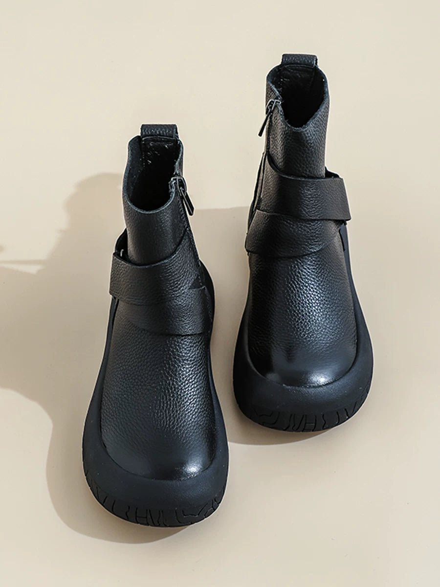 Chunky Sole Leather Martin Boots for Women