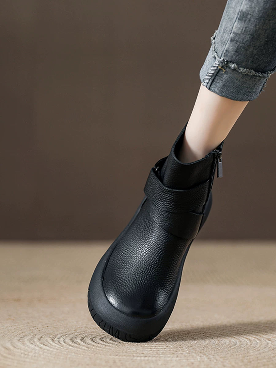 Chunky Sole Leather Martin Boots for Women