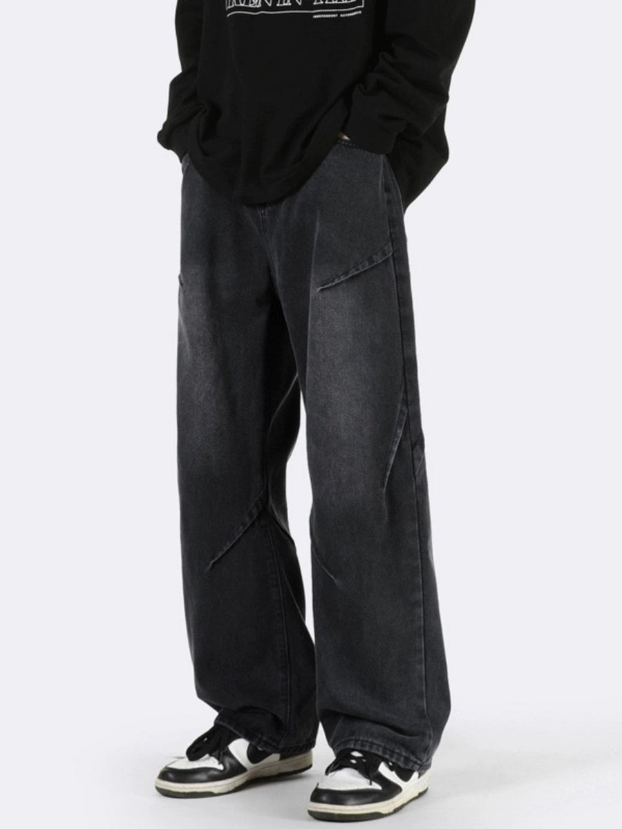 Men's Cargo Pocket Fall Winter Straight Oversized Retro Casual Wide-Leg Jeans for Date Night Everyday Office Weekend Holiday Party