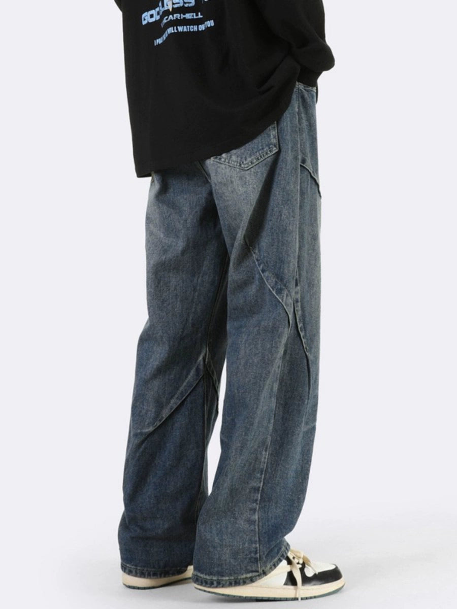 Men's Cargo Pocket Fall Winter Straight Oversized Retro Casual Wide-Leg Jeans for Date Night Everyday Office Weekend Holiday Party