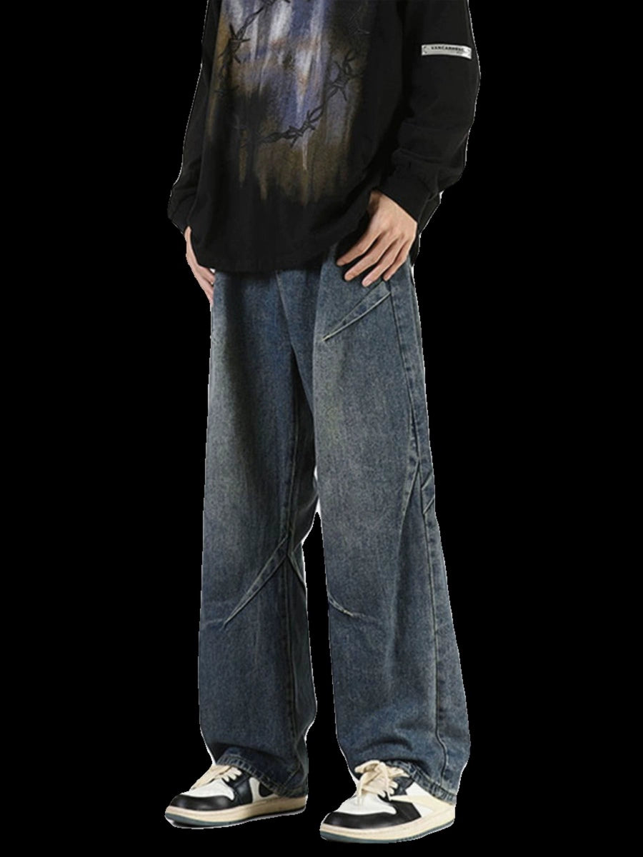 Men's Cargo Pocket Fall Winter Straight Oversized Retro Casual Wide-Leg Jeans for Date Night Everyday Office Weekend Holiday Party