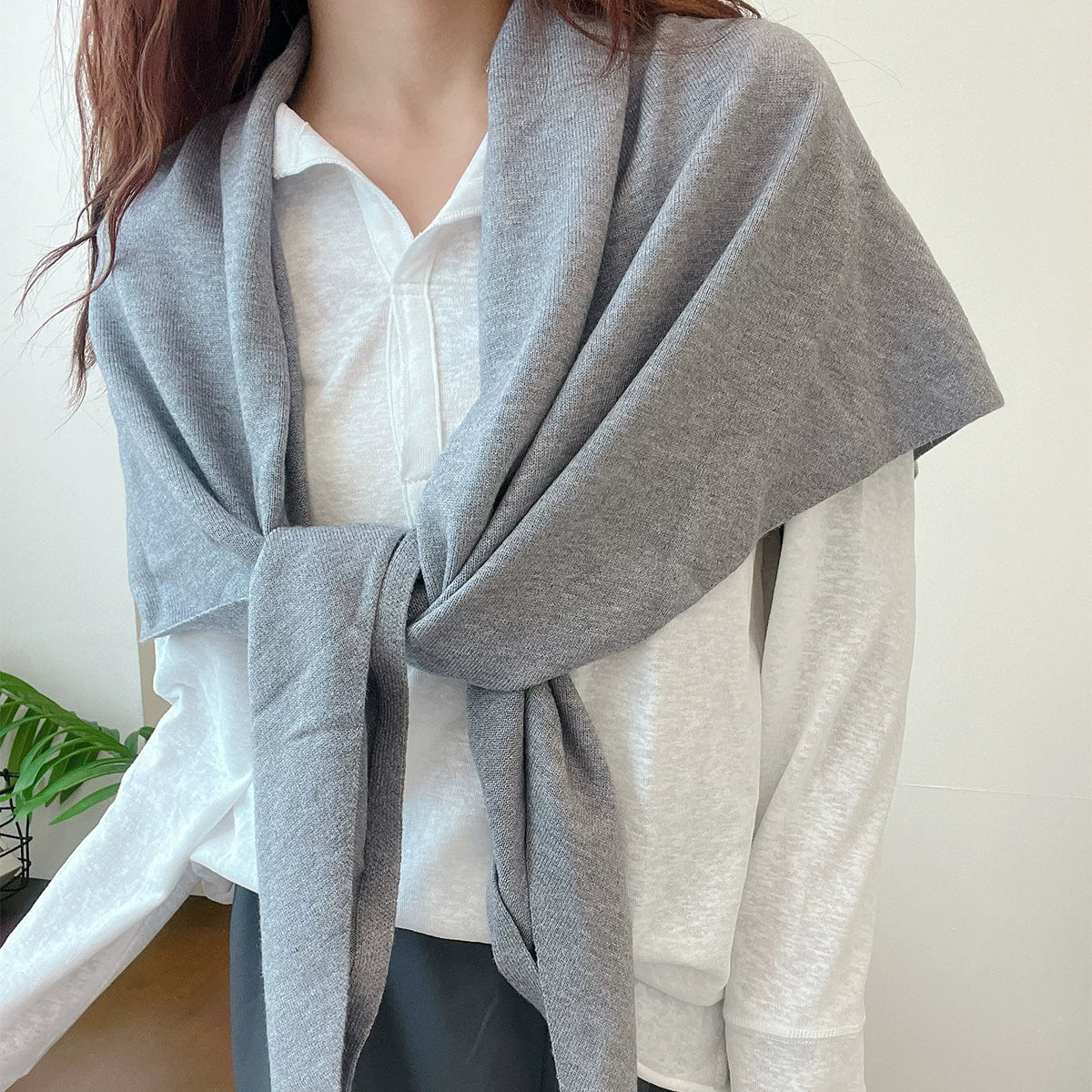 Women's Fall Winter Striped Korean-Style Knit Shawl for Office and Travel Evening Gift Holiday Gift