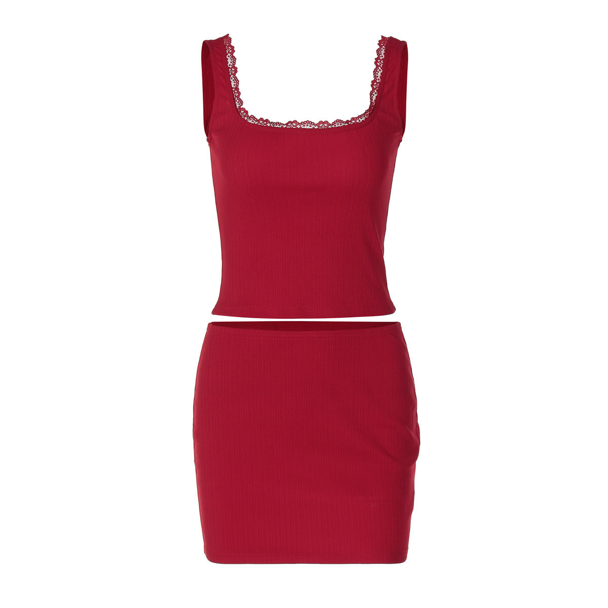 Women's Streetwear Summer Lace Square Neck Bodycon Two-Piece Set for Office Workwear Wedding Guest Business Casual Travel Weekend At Home