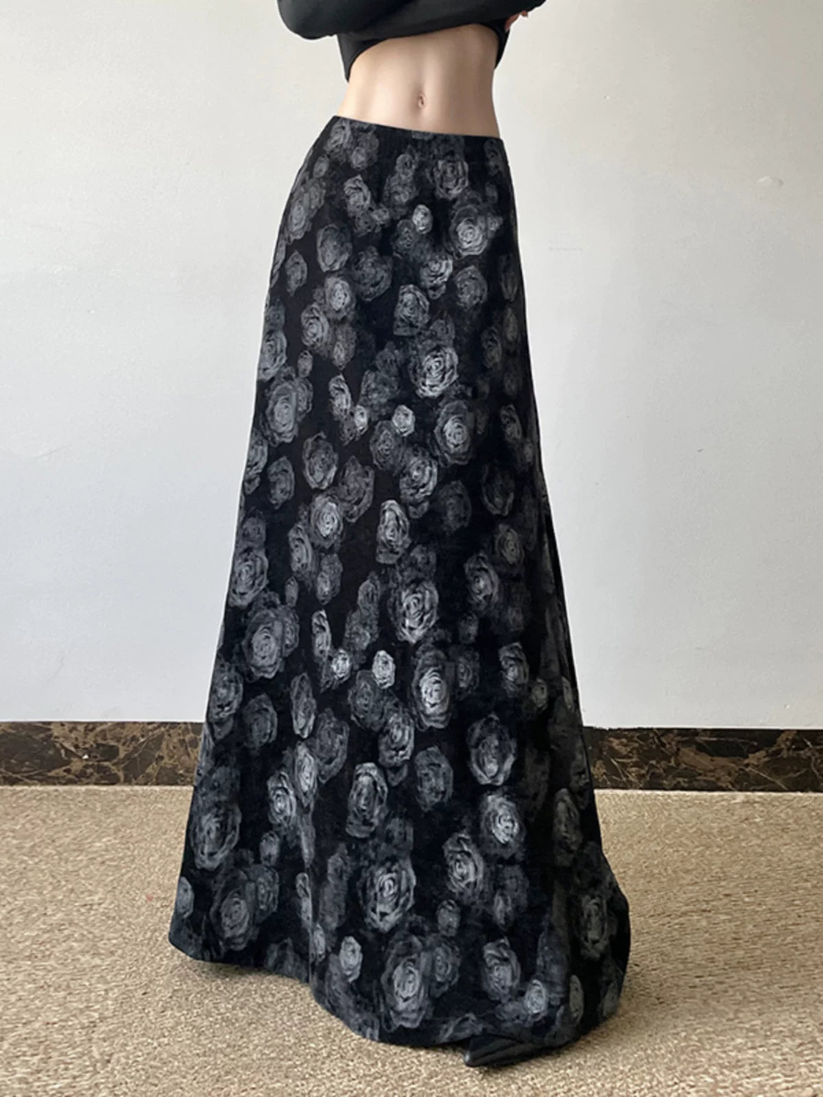 Women's Draped A-line High-waist Maxi Slim-fit Retro Skirt for Summer Outfits Office Weekend Slimming Everyday Date Night