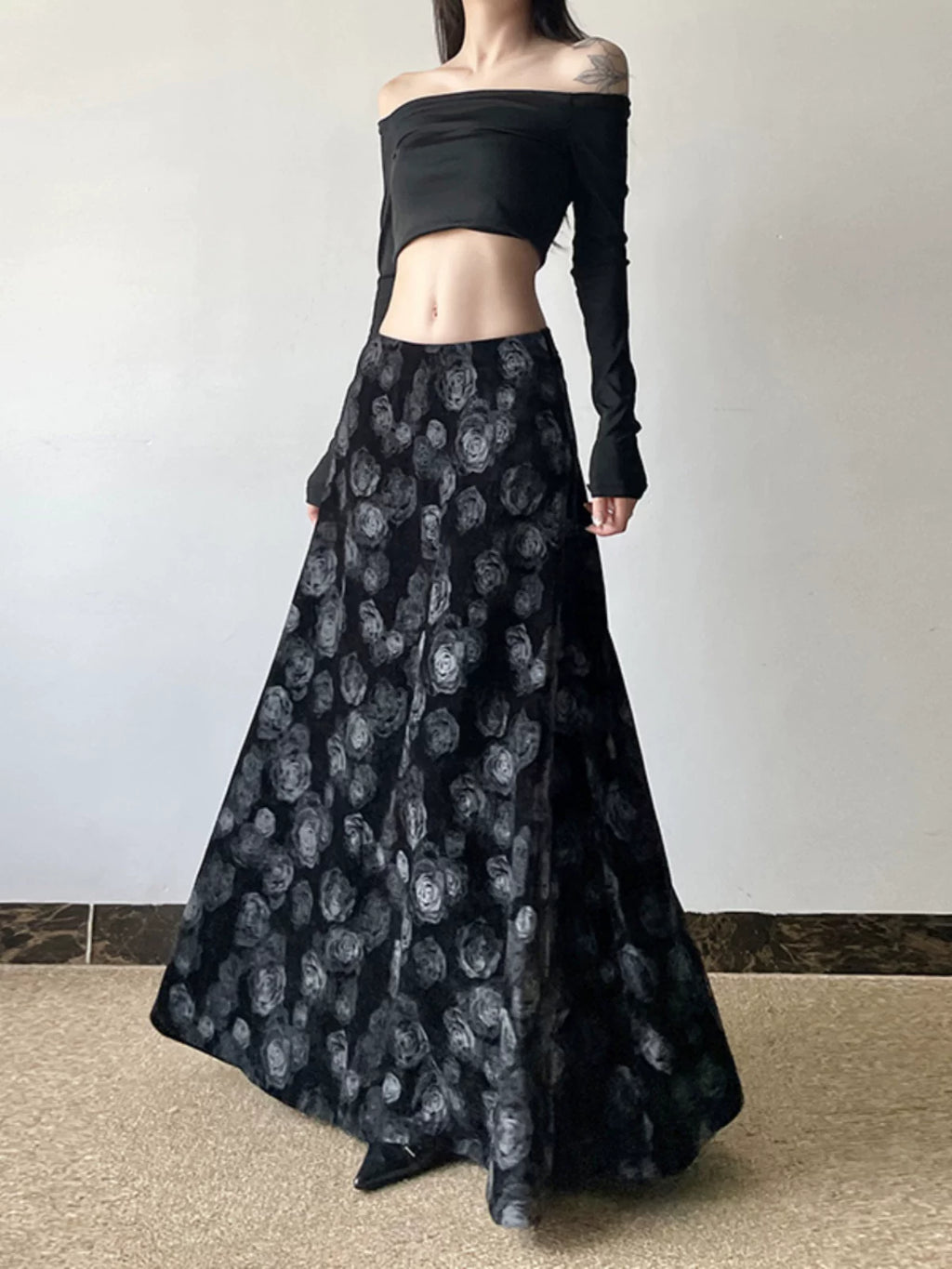 Women's Draped A-line High-waist Maxi Slim-fit Retro Skirt for Summer Outfits Office Weekend Slimming Everyday Date Night