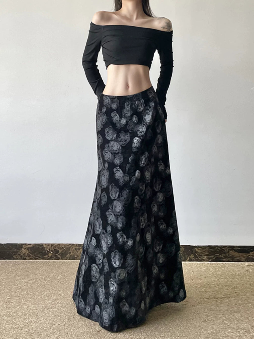 Women's Draped A-line High-waist Maxi Slim-fit Retro Skirt for Summer Outfits Office Weekend Slimming Everyday Date Night