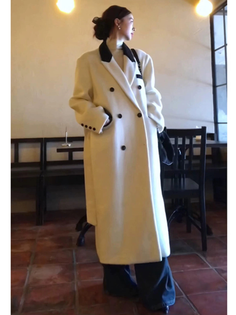 Women's White Thickened Fleece-Lined Winter Coat for Fall Layering Travel Office Holiday Date Night
