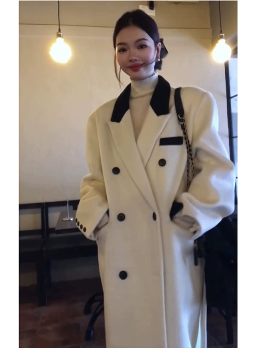 Women's White Thickened Fleece-Lined Winter Coat for Fall Layering Travel Office Holiday Date Night