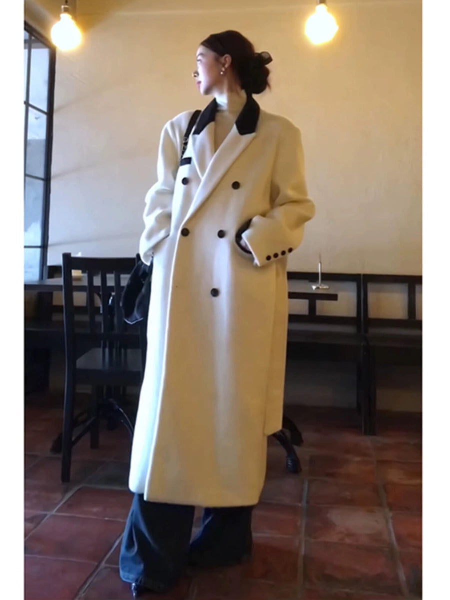 Women's White Thickened Fleece-Lined Winter Coat for Fall Layering Travel Office Holiday Date Night