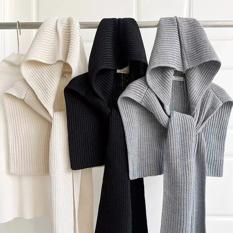 Women's Fall Winter Knit Striped Hooded Fleece-lined Sleeveless Vest Layering Fashion Jewelry Everyday Wear