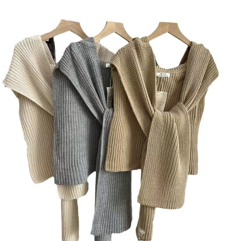 Women's Fall Winter Knit Striped Hooded Fleece-lined Sleeveless Vest Layering Fashion Jewelry Everyday Wear