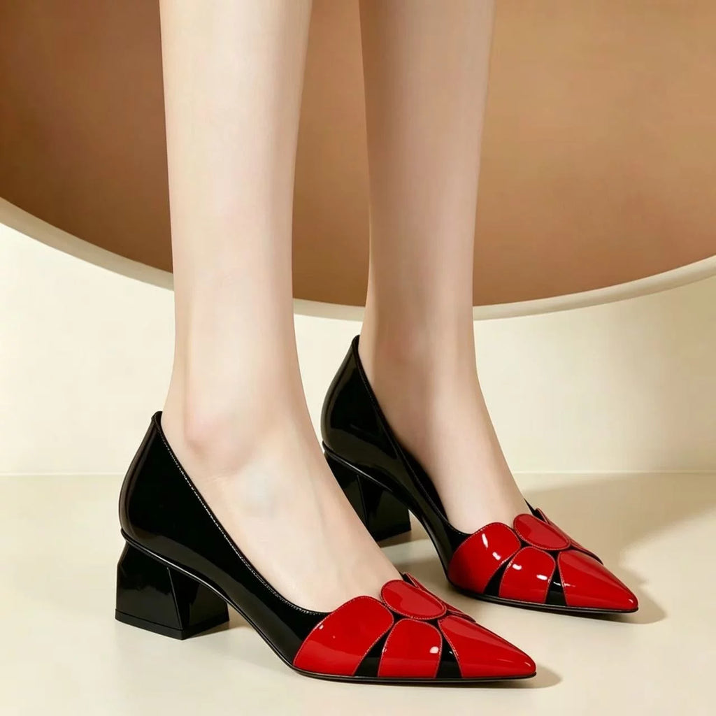 Pointed Toe Block Heel Pumps for Women