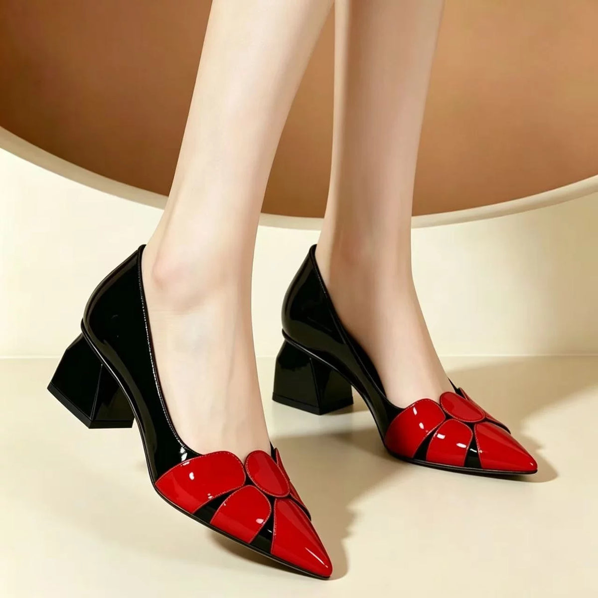 Pointed Toe Block Heel Pumps for Women