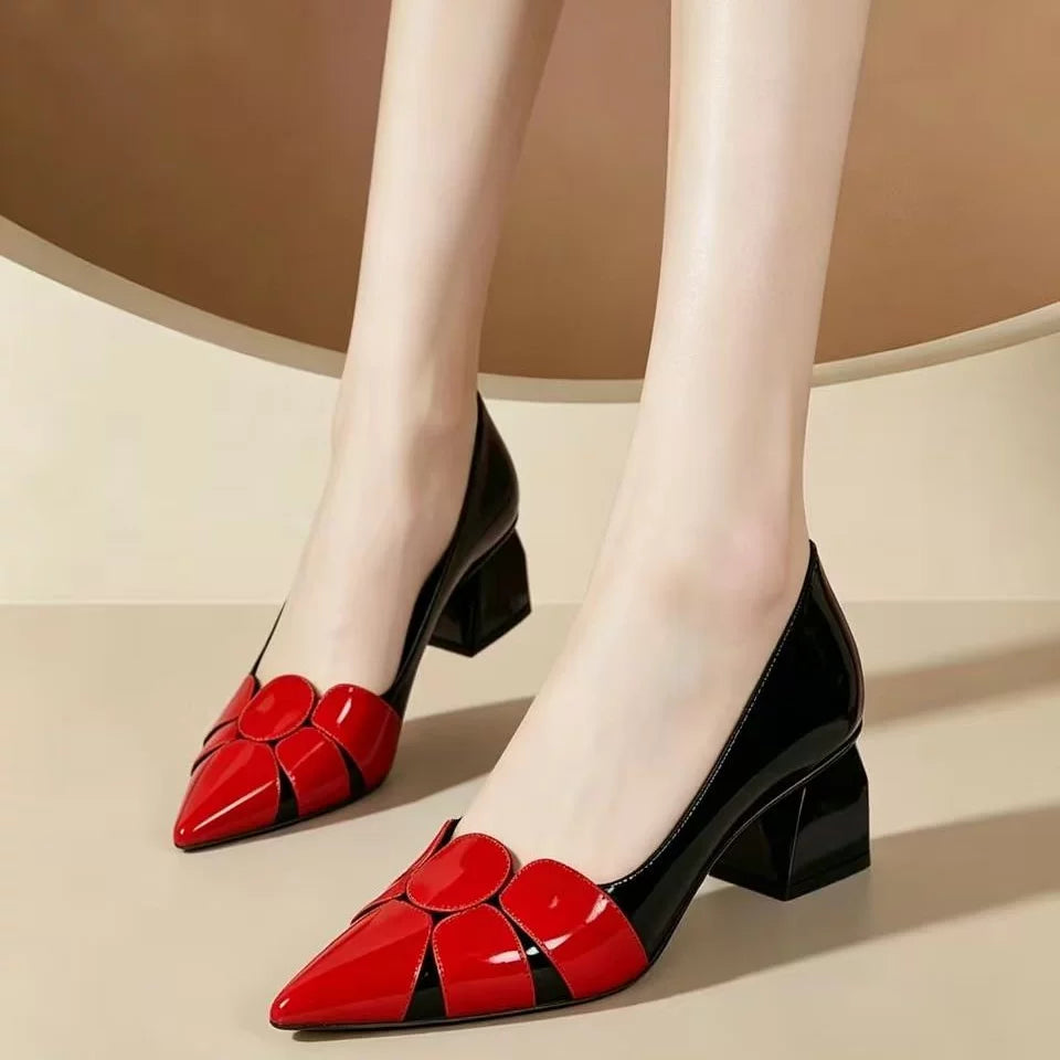 Pointed Toe Block Heel Pumps for Women