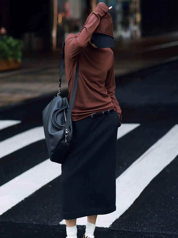 Women's Brown-Tone Hoodie Sweatshirt for Casual Streetwear Fall Travel and Weekend Everyday Date Night