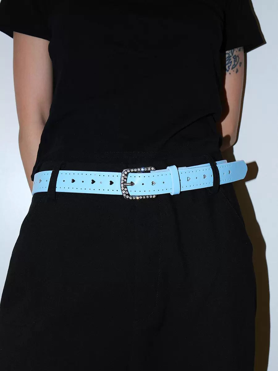 Women's Y2k Streetwear Crystal No-hole Belt Heart Buckle Waist Gift Party Designer