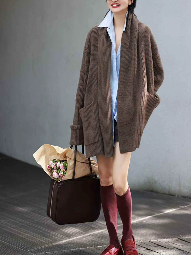 Women's Wool Relaxed Sweater Knit Pullover Top for Fall Winter Spring Travel Office Everyday Date Night