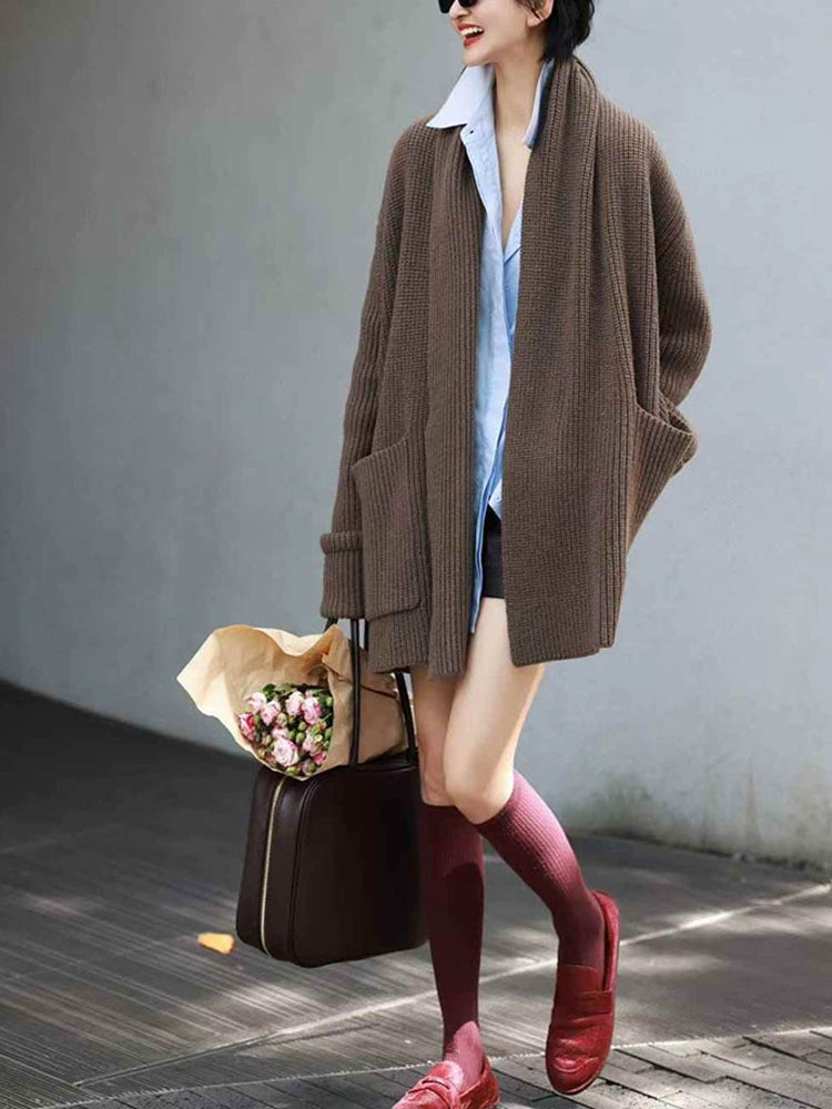 Women's Wool Relaxed Sweater Knit Pullover Top for Fall Winter Spring Travel Office Everyday Date Night