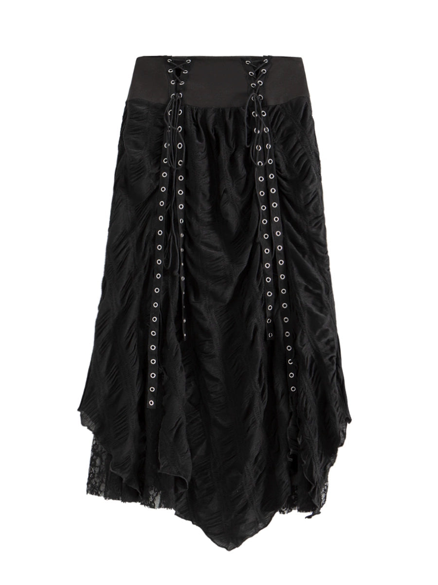Women's Waist-Defining Lace Slim-Fit A-Line High-Waist Maxi Breathable Mesh Skirt for Summer Outfits Office Weekend Everyday Date Night